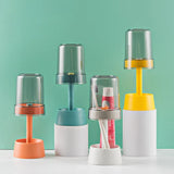 Moonval 3-in-1 Toothbrush Holder Stand, Dustproof Bathroom Organizer with Rinse Cup