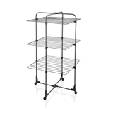 Moonval Tower Clothes Drying Rack, 3-Tier Foldable Laundry Airer with Wheels, 27m Drying Space