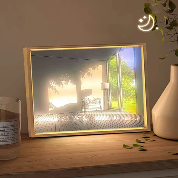 Moonval LED Light Art Frame, Aesthetic Illuminated Picture Frame for Bedroom, Living Room & Desk Decor