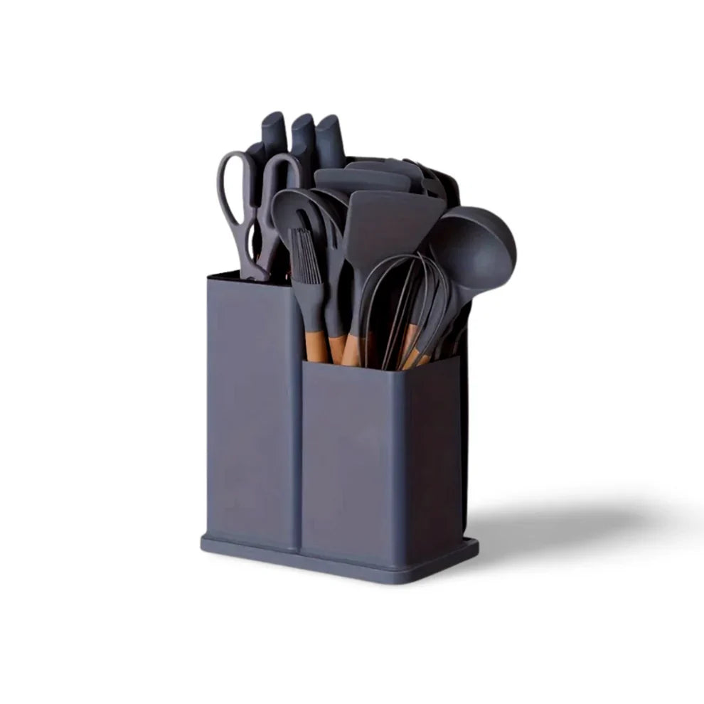 Moonval 19-Piece Kitchen Utensil Set, Complete Cooking Tool Kit with Holder for Everyday Cooking