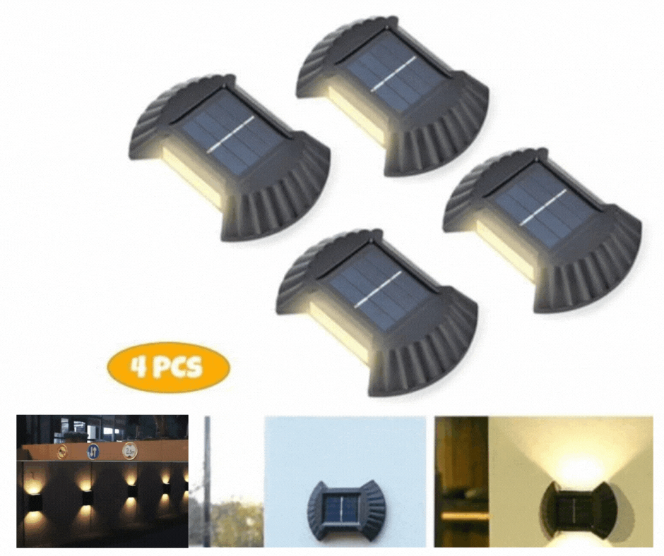 Moonval Solar Wall Lights, 4-Pack Waterproof Up & Down LED Outdoor Fence Lights