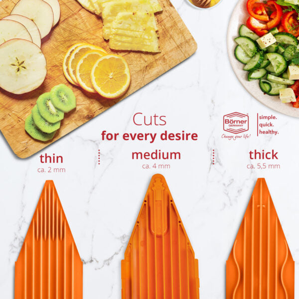 Moonval 3-in-1 Vegetable Slicer, Multifunction Mandoline Cutter with Interchangeable Blades & Container