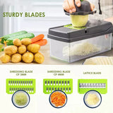Moonval 16-in-1 Vegetable Cutter, Multifunction Food Chopper & Mandoline Slicer with Storage Container