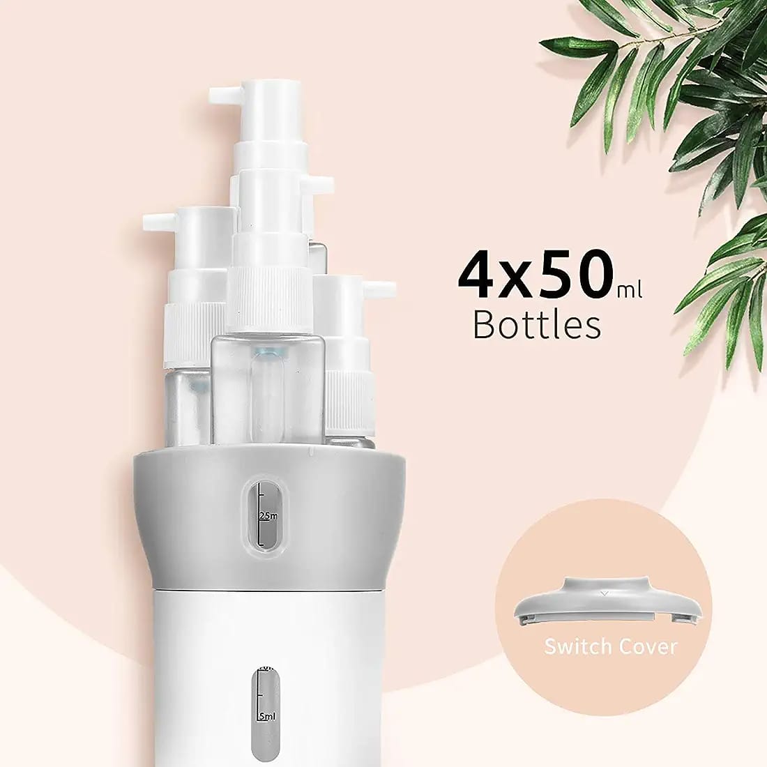 Moonval 4-in-1 Travel Dispenser Bottle, Leakproof Refillable Toiletry Container for Shampoo, Lotion & Soap