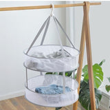 Moonval 2-Tier Hanging Mesh Drying Rack, Foldable Sweater Drying Net for Delicates