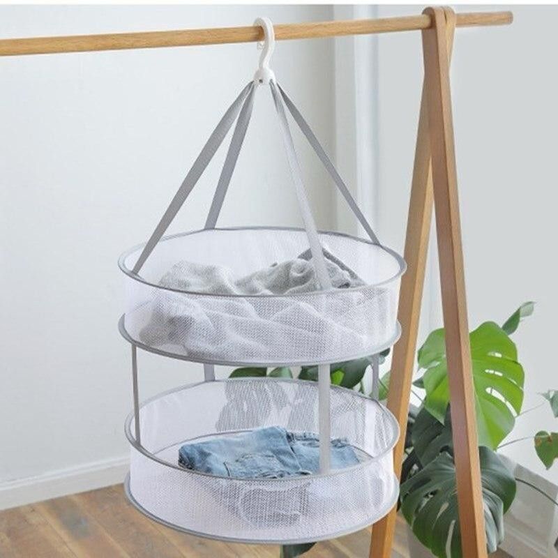 Moonval 2-Tier Hanging Mesh Drying Rack, Foldable Sweater Drying Net for Delicates