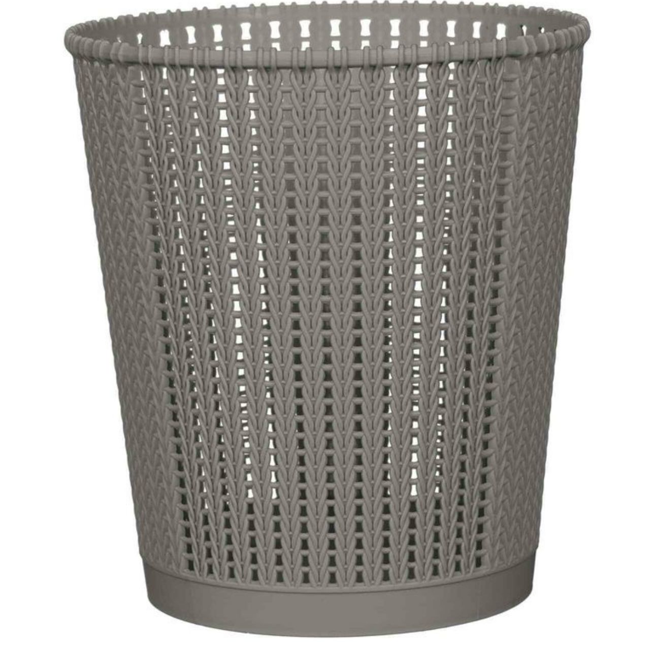 Moonval Knit-Style Waste Basket, Decorative Plastic Trash Can for Bathroom, Bedroom & Office