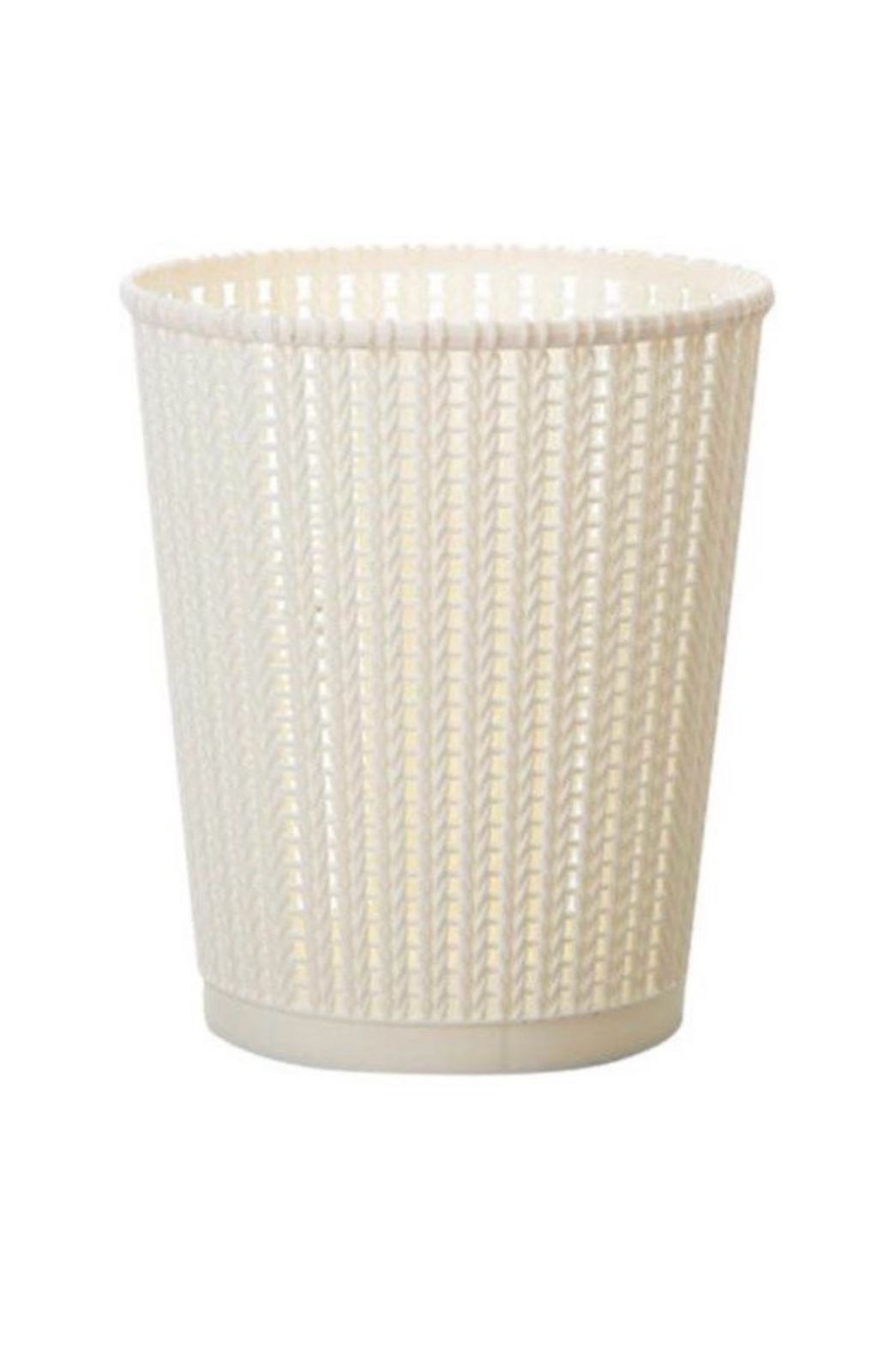 Moonval Knit-Style Waste Basket, Decorative Plastic Trash Can for Bathroom, Bedroom & Office