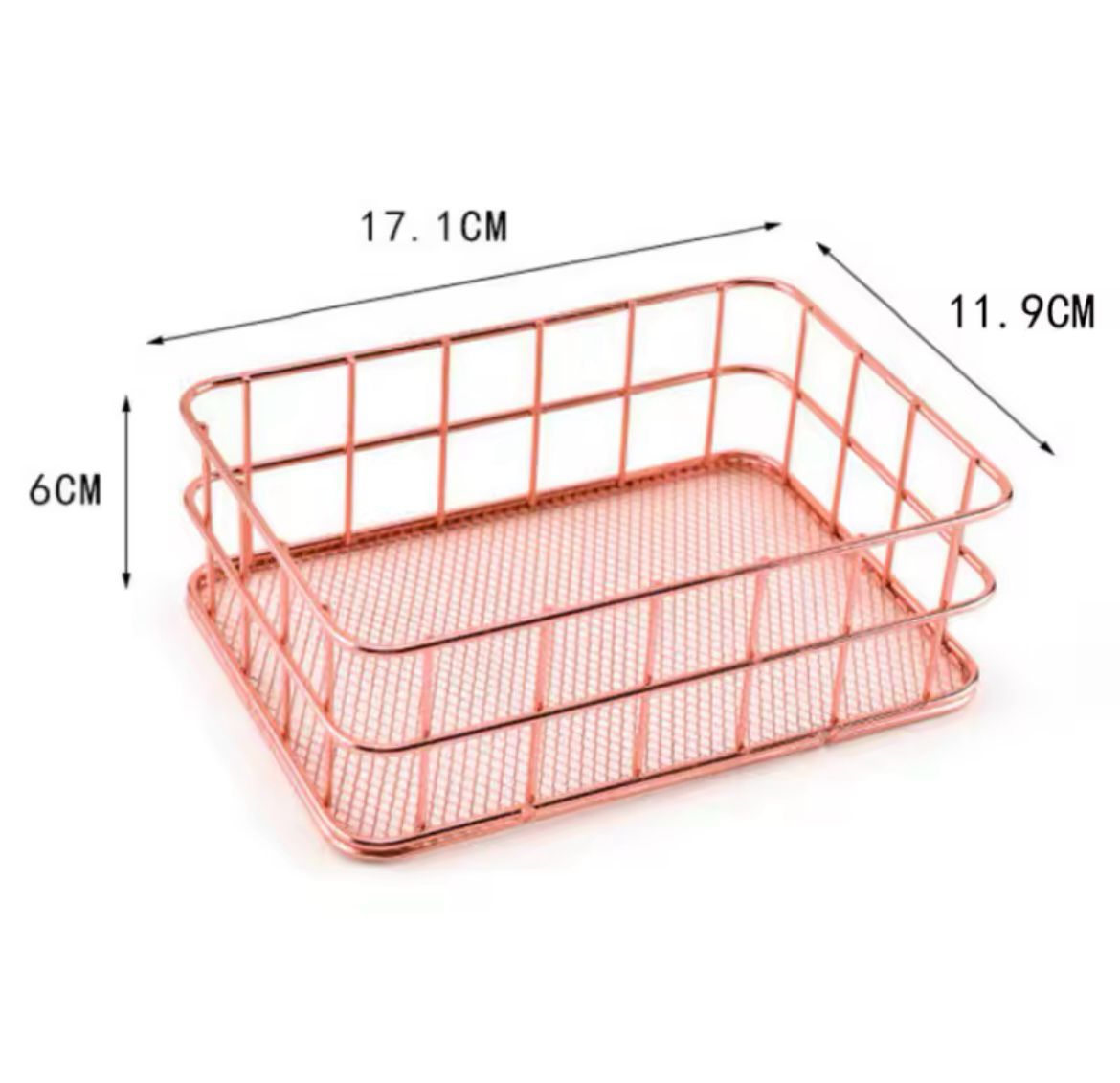 Moonval Rose Gold Metal Storage Basket, Desktop Organizer Tray for Bathroom & Vanity