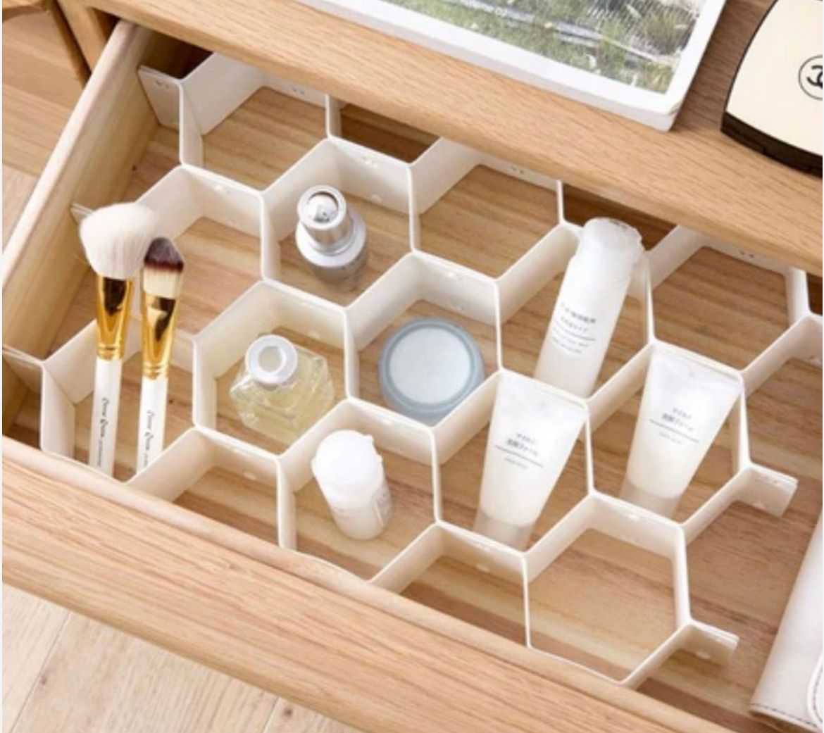 Moonval Adjustable Honeycomb Drawer Organizer, Expandable DIY Storage Divider for Drawers