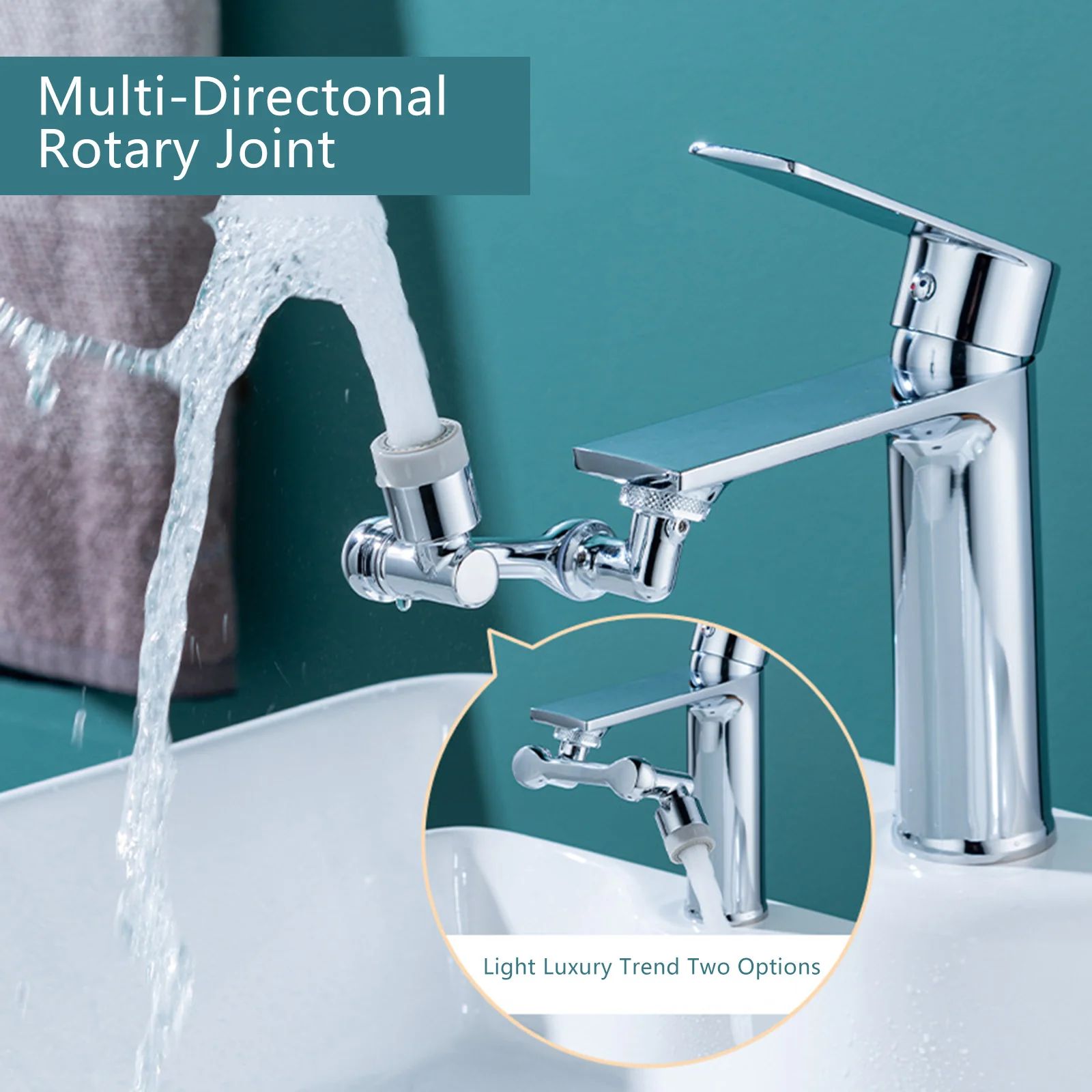 Moonval 1080° Rotating Faucet Extender, 3-Joint Swivel Tap Attachment with Dual Spray Modes