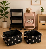 Moonval Foldable Storage Baskets, 2-Pack Fabric Organizer Bins with Rope Handles