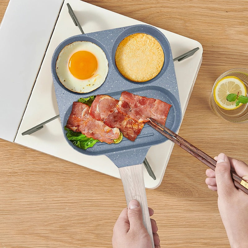 Moonval 3-in-1 Nonstick Frying Pan, Multi-Section Skillet for Eggs, Pancakes & Breakfast Cooking