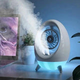 Moonval Mini Portable Humidifying Fan, USB Rechargeable Personal Cooling Fan with Cool Mist (Oval)