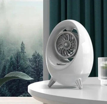 Moonval Mini Portable Humidifying Fan, USB Rechargeable Personal Cooling Fan with Cool Mist (Oval)