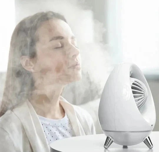 Moonval Mini Portable Humidifying Fan, USB Rechargeable Personal Cooling Fan with Cool Mist (Oval)