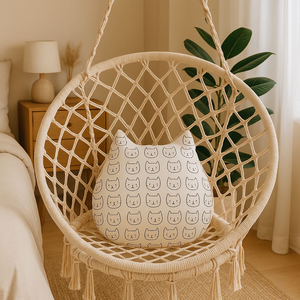 Moonval Cat-Shaped Throw Pillow, Soft Plush Decorative Cushion for Sofa, Bed & Chair