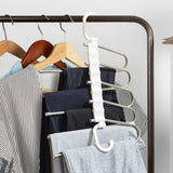 Moonval Foldable Clothes Hanger, 5-in-1 Multi-Layer Steel Space-Saving Wardrobe Organizer