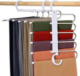 Moonval Foldable Clothes Hanger, 5-in-1 Multi-Layer Steel Space-Saving Wardrobe Organizer