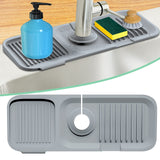Moonval Silicone Faucet Splash Guard, 5° Self-Draining Sink Mat with Adjustable Opening