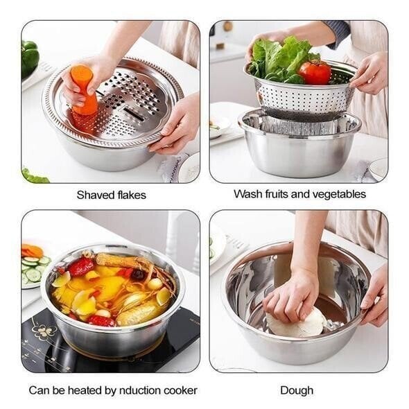 Moonval Multifunction Stainless Steel Sink, Multi-Purpose Kitchen Wash Basin with Integrated Workstation