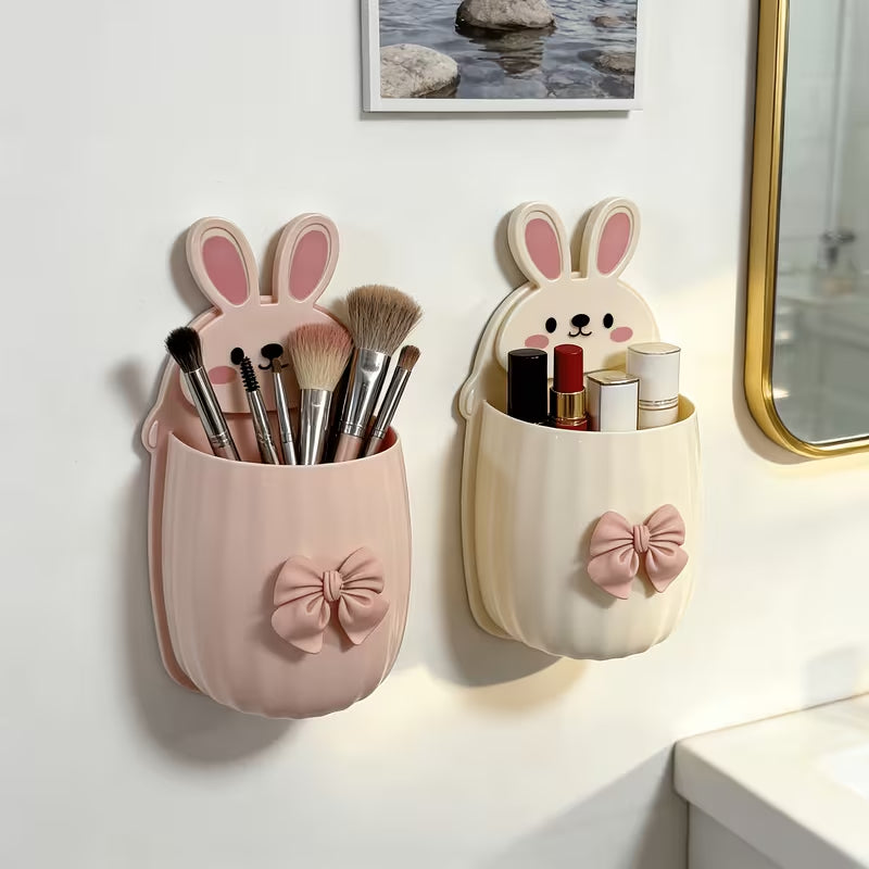 Moonval Rabbit Wall Organizer, Adhesive Storage Rack for Bathroom, Desk & Daily Essentials