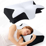 Moonval Memory Foam Neck Pillow, Ergonomic Contour Bed Pillow for Side & Back Sleepers