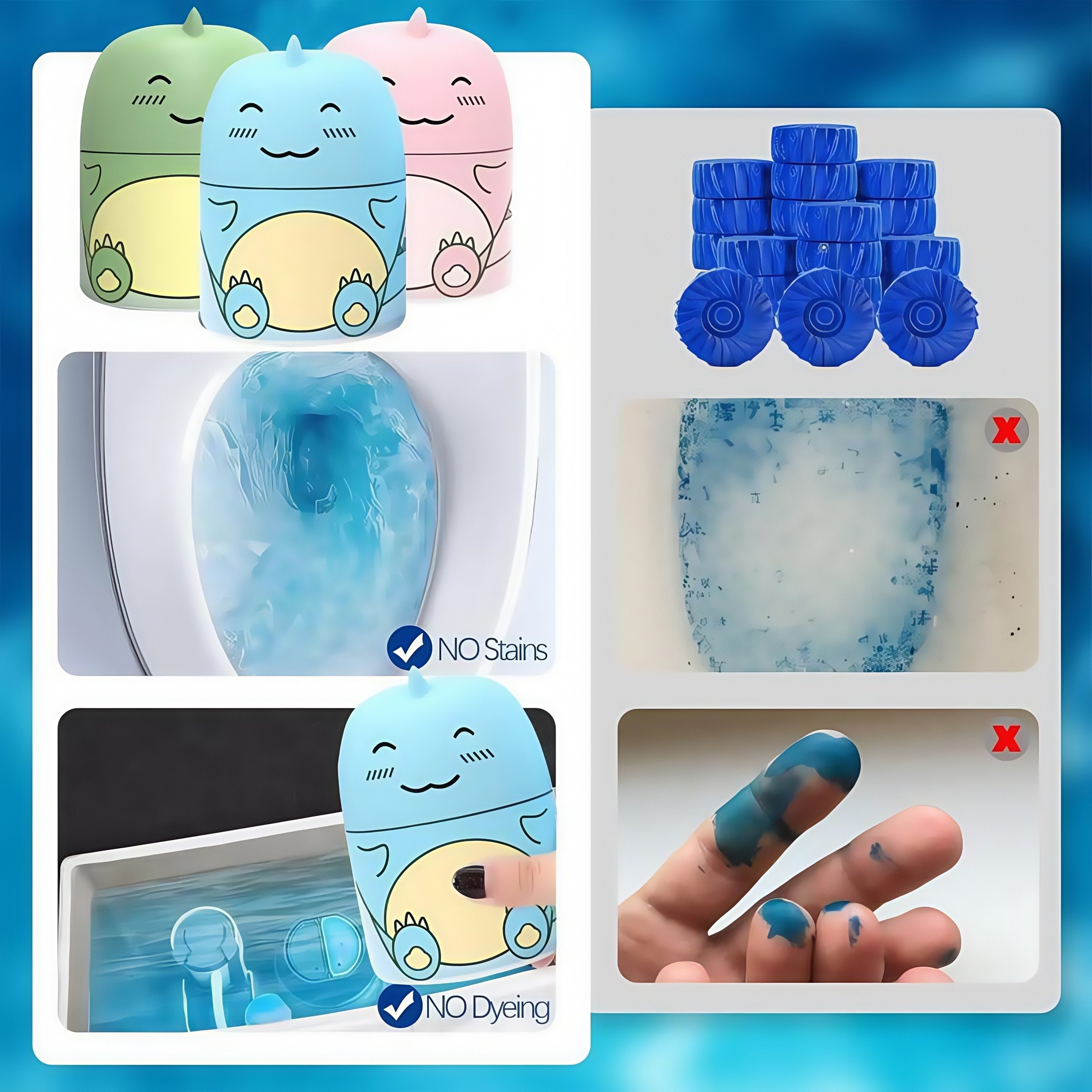 Moonval Magic Toilet Cleaner Tablets, Deodorizing Toilet Bowl Cleaner for Stain & Odor Removal