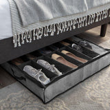 Moonval Under Bed Shoe Organizer, Foldable Storage Bag with Clear Lid & Dividers