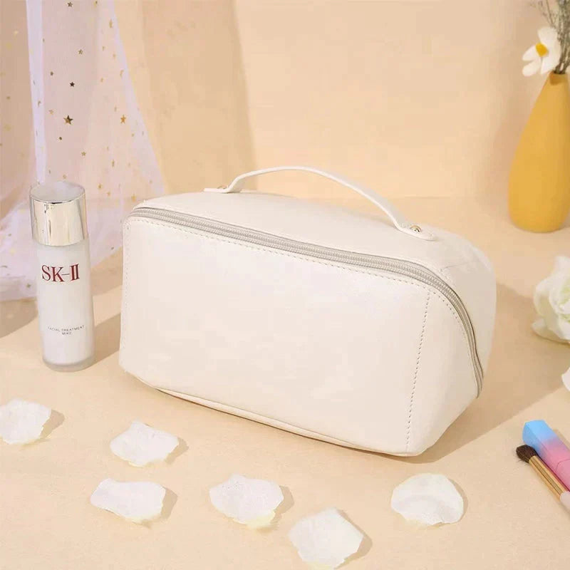 Moonval Makeup Travel Bag, Portable Cosmetic Organizer with Spacious Compartments & Carry Handle