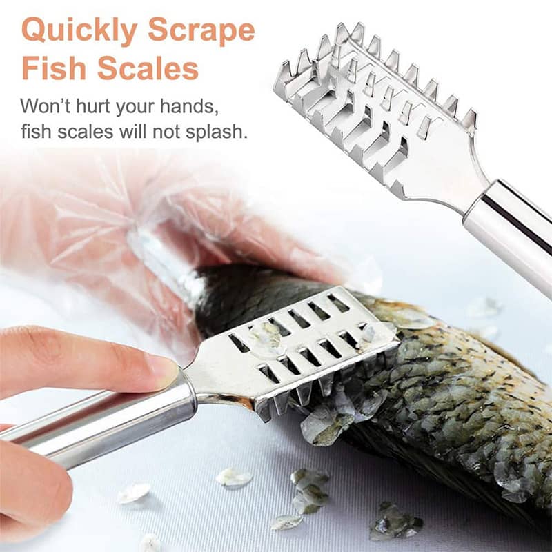 Moonval Stainless Steel Fish Scale Scraper, Handheld Descaler with Ergonomic Handle