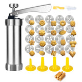 Moonval Stainless Steel Cookie Press Set, Biscuit & Pastry Maker with 20+ Decorating Discs