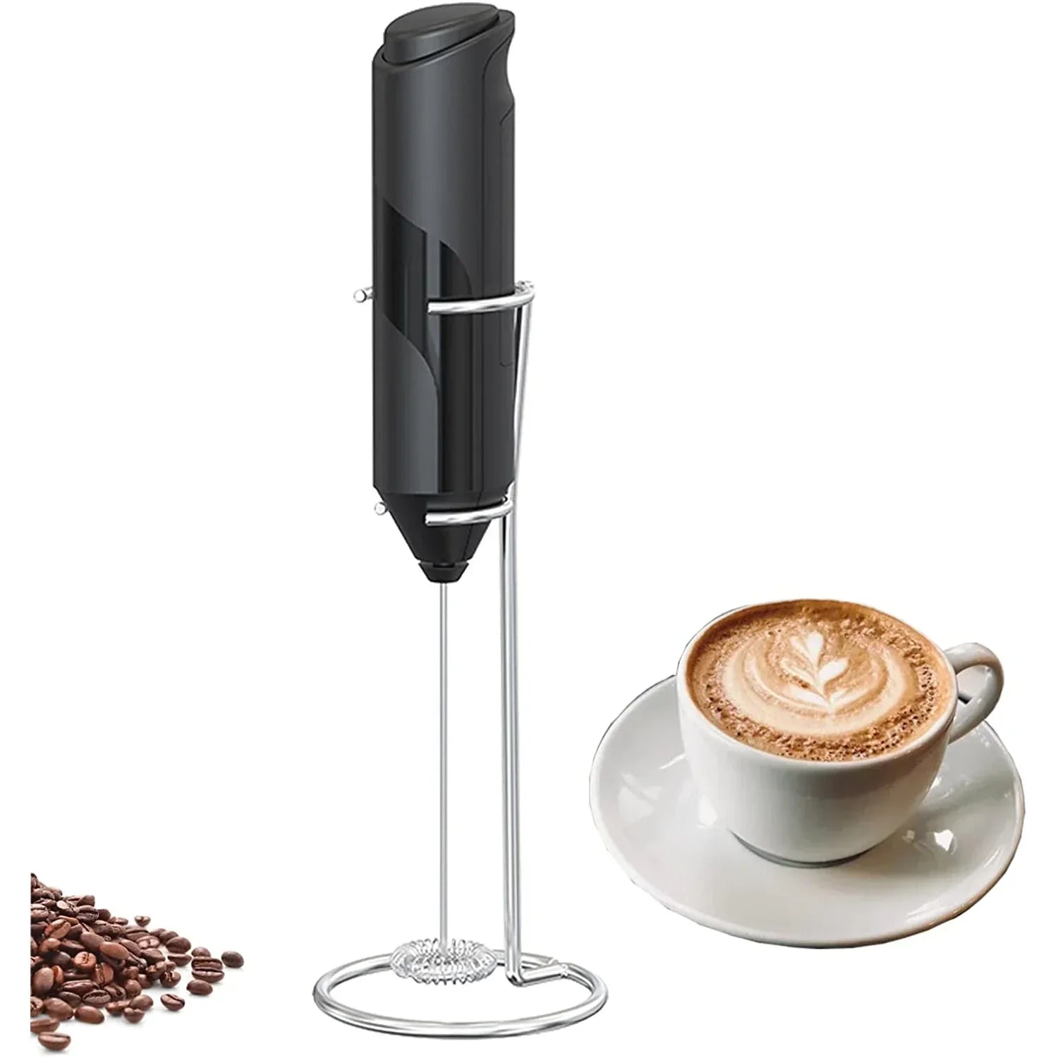Moonval Electric Milk Frother, Handheld USB Coffee Foam Maker with Stainless Steel Whisk