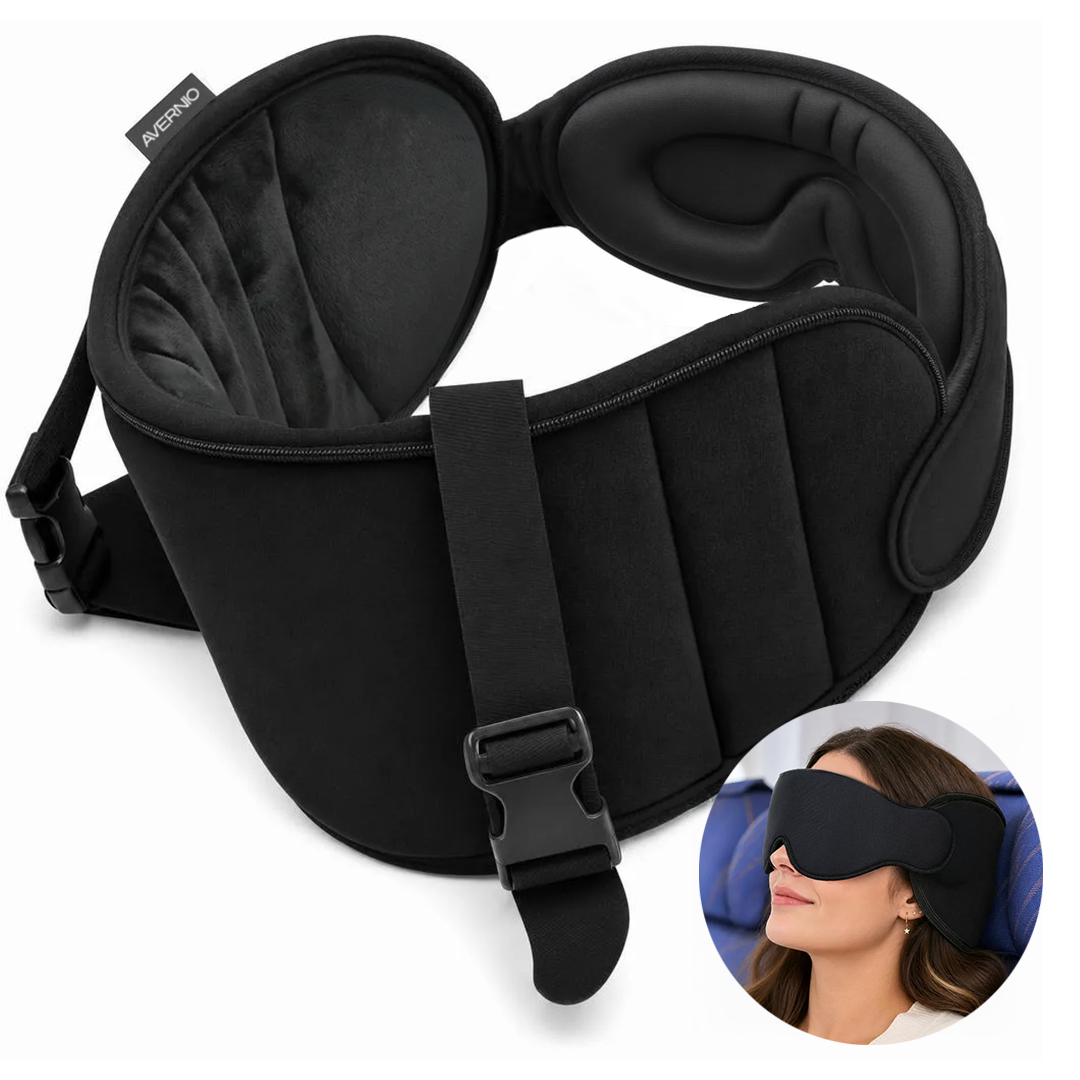 Moonval Travel Sleep System, Portable Inflatable Neck & Head Support Pillow for Travel