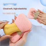 Moonval Bath Sponge Loofah, Dual-Sided Exfoliating Body Scrubber with Soap Pocket & Hand Strap