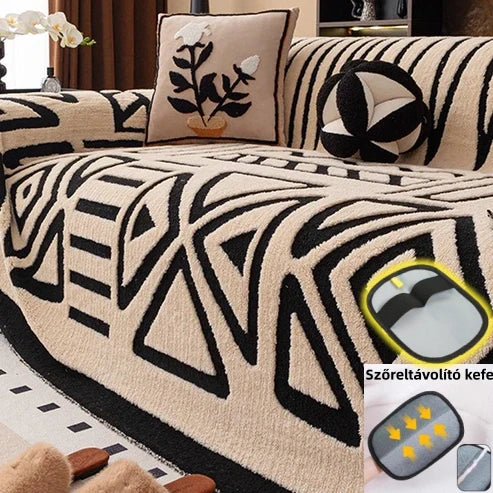 Moonval Sofa Cover, Soft Velvet Non-Slip Furniture Protector for Couches & Loveseats