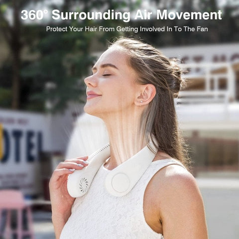 Moonval Portable Neck Fan, USB Rechargeable Hands-Free Bladeless Personal Cooling Fan