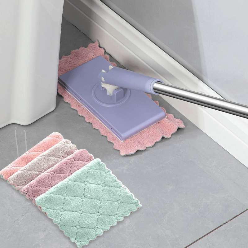 Moonval Mini Flat Mop, Foldable Microfiber Floor Cleaner with Washable Cleaning Cloths