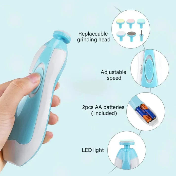 Moonval LED Baby Nail Trimmer Set, Electric Nail File Kit with Safe Grooming Attachments for Infants & Kids
