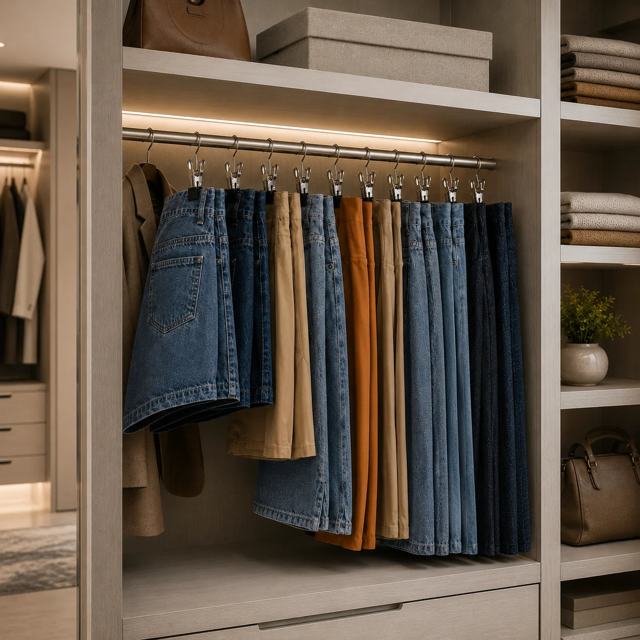Moonval Clip Clothes Hangers, Space-Saving Adjustable Hangers for Pants, Skirts & Shorts