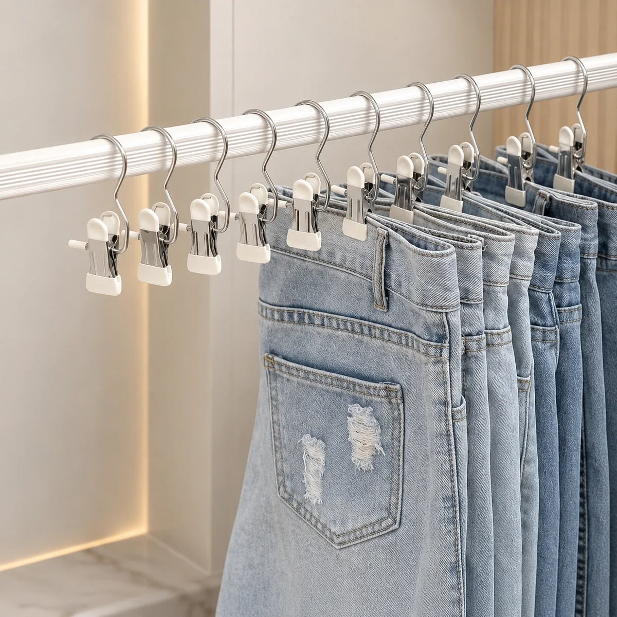 Moonval Clip Clothes Hangers, Space-Saving Adjustable Hangers for Pants, Skirts & Shorts