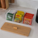 Moonval Bamboo Storage Box, 3-Compartment Organizer for Kitchen, Bathroom & Office