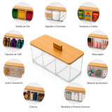 Moonval Bamboo Storage Box, 3-Compartment Organizer for Kitchen, Bathroom & Office