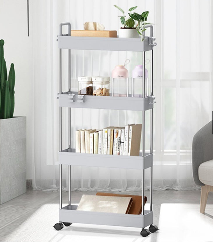 Moonval 4-Tier Slim Rolling Storage Cart, Narrow Space Organizer with Wheels