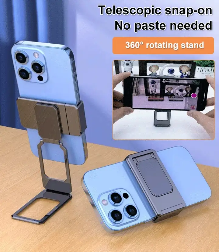 Moonval Portable Phone Stand, 360° Rotating Metal Desktop Holder for Smartphones & Tablets