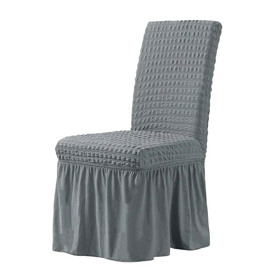 Moonval 6-Pack Stretch Dining Chair Covers, Waterproof Ruffled Slipcovers, Universal Fit