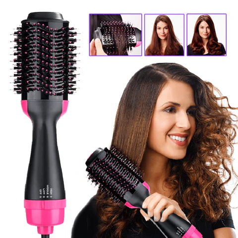 Moonval 3-in-1 Hot Air Styling Brush, Hair Dryer, Straightener & Volumizer for Smooth Hair