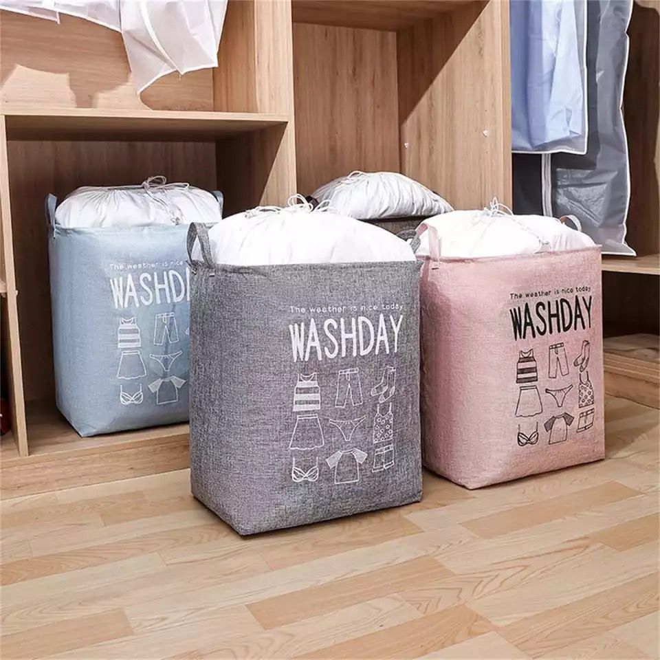 Moonval Washday Laundry Basket, Foldable Clothes Hamper with Handles for Laundry & Home Storage