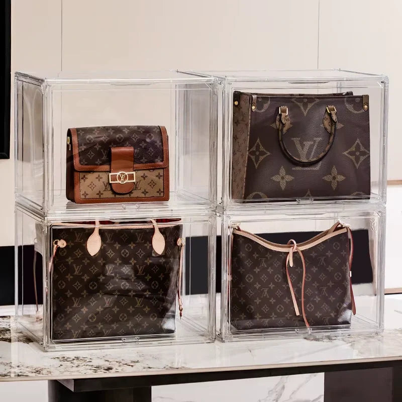 Moonval Handbag & Shoe Storage Box, Foldable Organizer Case for Closet & Wardrobe