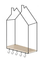 Moonval Nordic House Wall Shelf, Hut-Style Floating Storage Rack with Hooks for Bedroom & Entryway